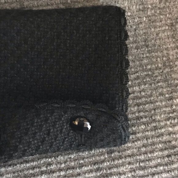 JM Collection Blazer Women's Size 12 Black Lace Trim Long Sleeve Button Pockets - Picture 9 of 11